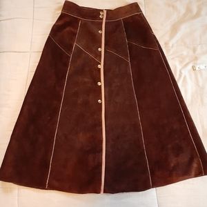 Brown leather skirt